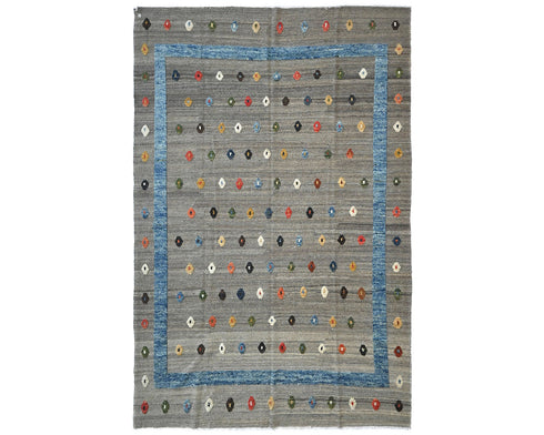 9x12 Moroccan Gray Hand Woven Wool Area Rug